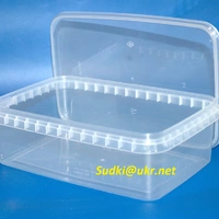 Пластиковый пищевой контейнер прямоугольный с крышкой  1л