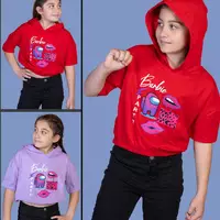 Детская футболка на резинке с капюшоном (девочка), 6-8-10-12 лет , Barbie party