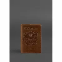 Кожаная обложка для паспорта с американским гербом светло-коричневая
