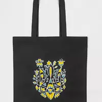 Патриотическая эко-сумка для покупок "Тризуб цветочный" графит