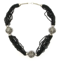 Ожерелье из биссера и металла "Черное" (35 см)