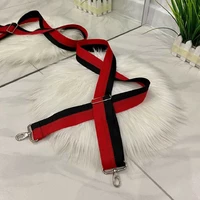Ремешок широкий текстильный Fashion 40 мм для женской сумки черно-красный РЕМ57