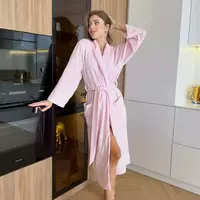 Велюровий довгий жіночий халат COSY, Pink