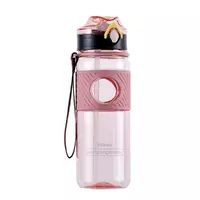 Пляшка для води спортивна з трубочкою 800 мл прозора, рожева