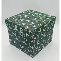 Коробка  "Олени" 22,5*22,5*20 см (зеленая с кришкой)