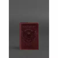 Кожаная обложка для паспорта с американским гербом бордовая