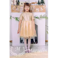 Детское нарядное платье золото \ атлас \ фатин