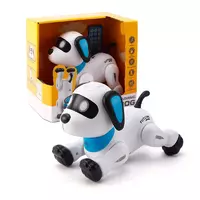 Игрушка Собака на Радиоуправлении с Режимом Программирования Интерактивный Робот Пёс Трюковый со Светом и Звуком на Аккумуляторе Белый