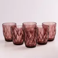 Набір склянок для напоїв фігурних гранованих із товстого скла 6 штук, рожевий